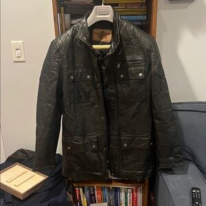 Men's Black Leather Field Jacket